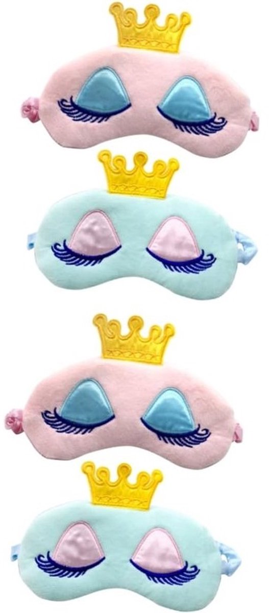 Oogmaskers Set - Slaapmaskers - Ontspannen Slapen - Zacht Koraalfleece - 4 Stuks - Roze Blauw