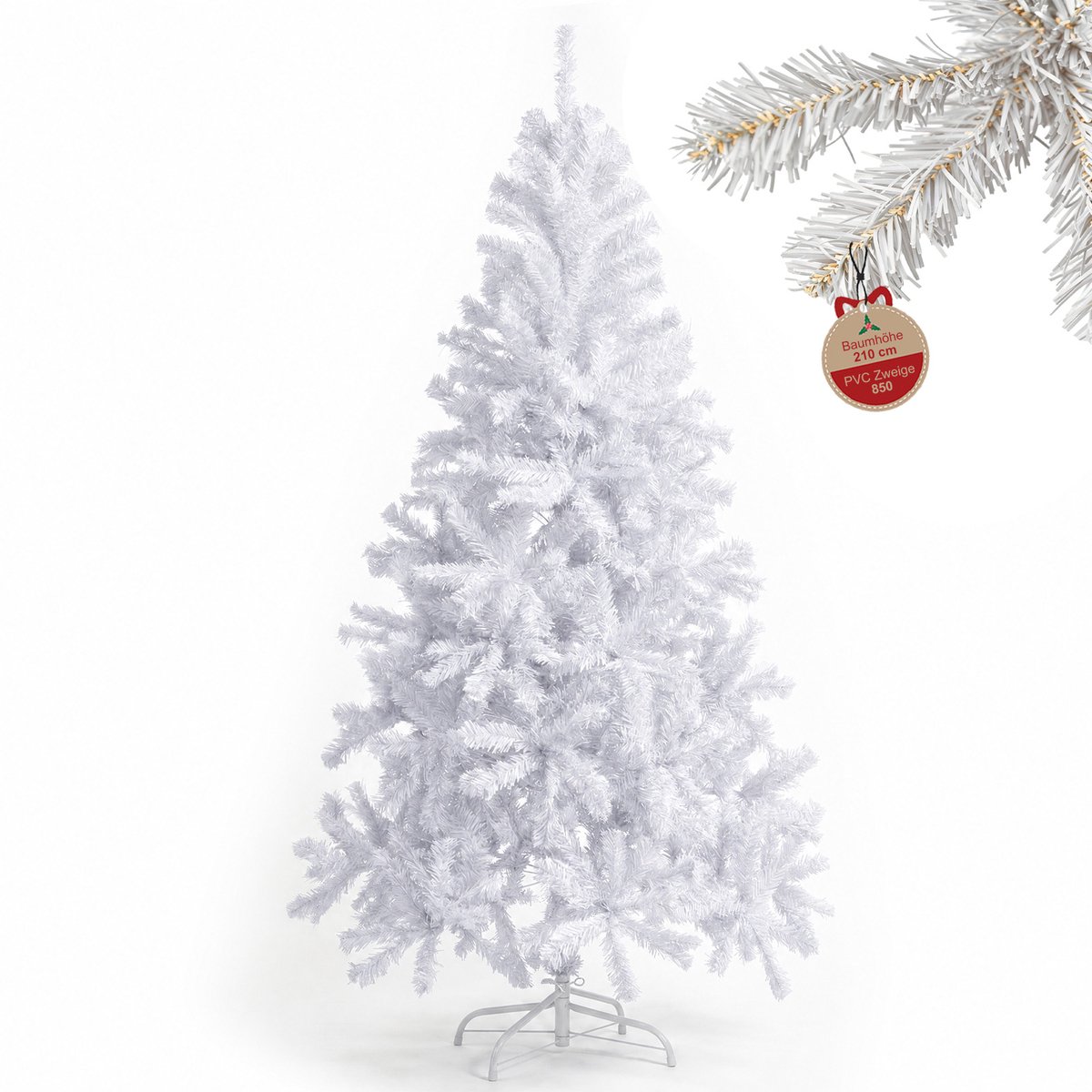 Arvioo-Kunstkerstboom-wit-PVC-210cm-buigbare-takken-metalen-voet