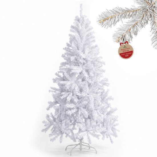 Arvioo-Kunstkerstboom-wit-PVC-210cm-buigbare-takken-metalen-voet