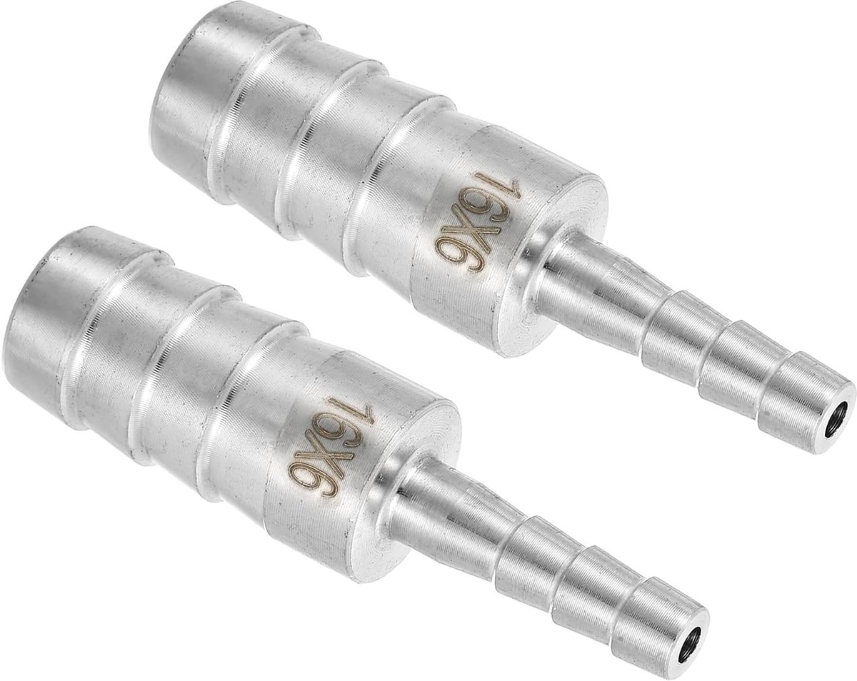2 stuks 5/8 inch tot 1/4 inch slangstukken, verloopstuk buisverbinding, 304 roestvrij stalen slangschroefverbinding voor vacuümsystemen, industriële buisverbindingen, zilver