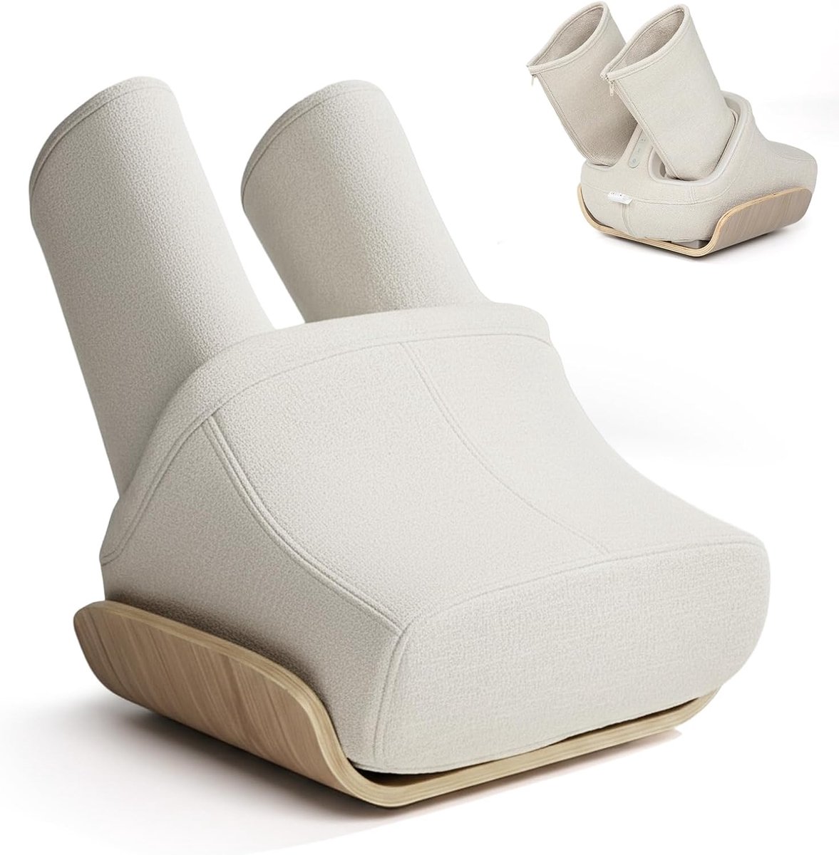Voetmassageapparaat met verwarmingsfunctie, kuitluchtmassage en rollen, beenmassageapparaat voor thuisgebruik, ideaal cadeau voor familie en vrienden, beige