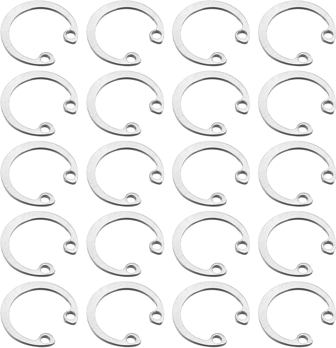 20 stuks 17 mm binnenborgring borgring 304 roestvrij staal binnenborgring C-clips voor groefassen bouten zilverkleurig
