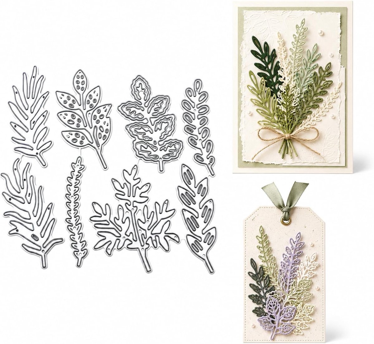 8-delige koolstofstalen stanssjablonenset, etiketten, hangers, stanssjablonen voor stansmachine, ideaal voor doe-het-zelf kaartmaken, scrapbooking en knutselen (C)