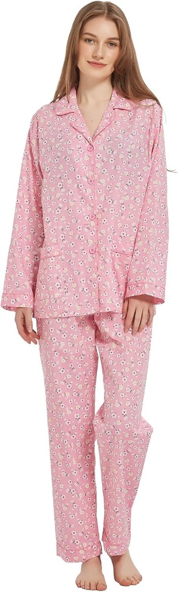 100% Katoen Pyjama Voor Vrouwen Lange Mouw PJS Set Gezellige Button Down Nachtkleding Boyfriend Loungewear S-3XL