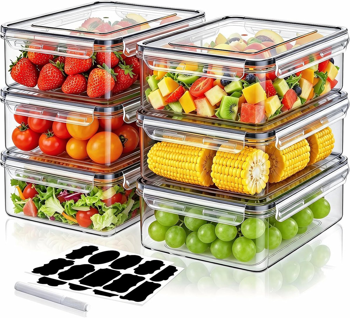 6 x 1000 ml vershouddozen met deksel