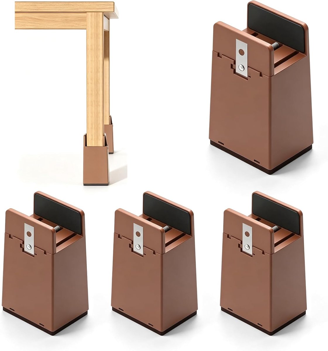 4 stuks meubelverhogingen, 10 cm, verstelbare bedverhogingen, tafelverhogingen, voeten, stoelverhoging, bedverhoging, meubelverhoging, tafelverhoging, bedverhoging voor 10-37 mm breed