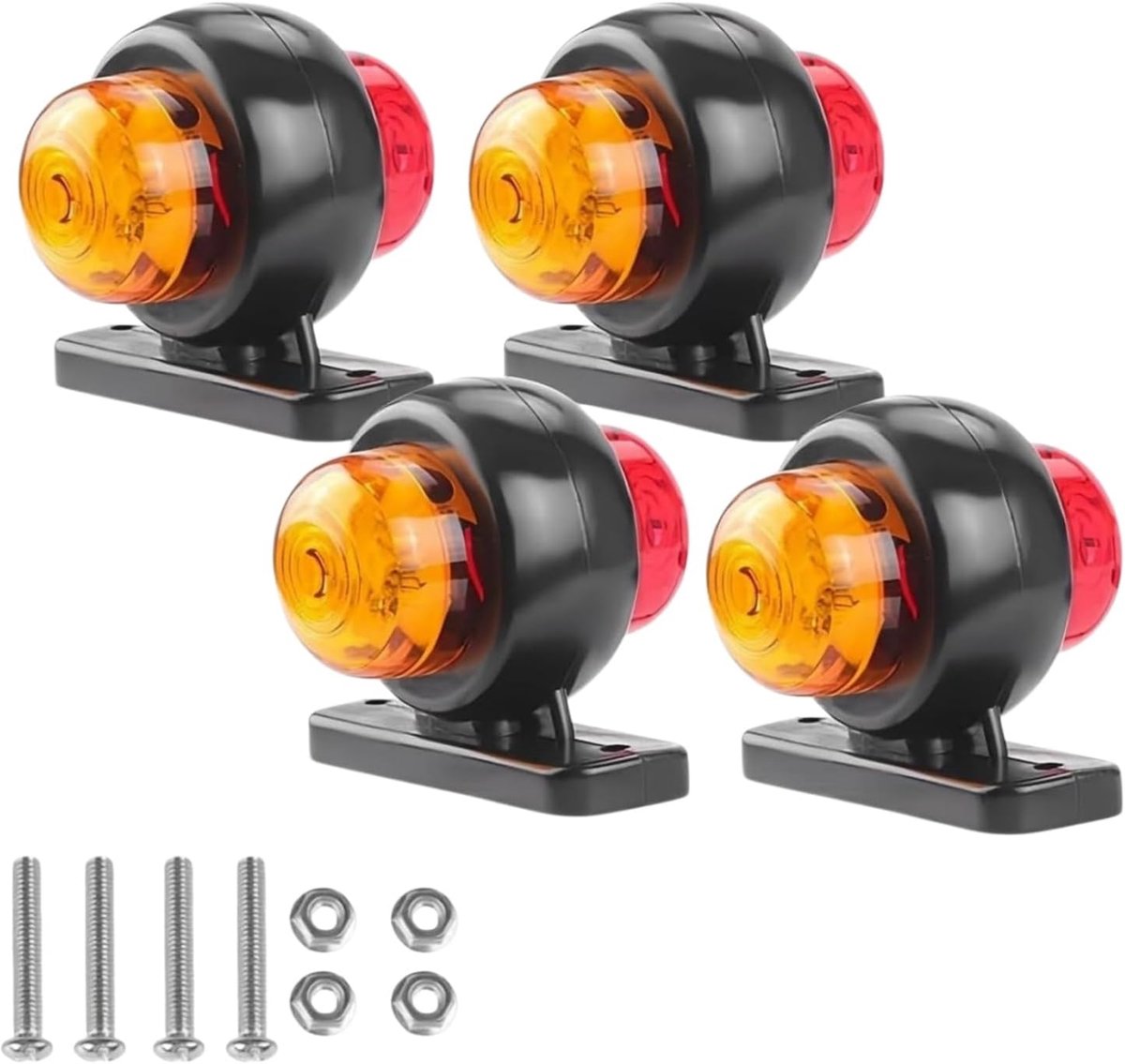 4 stuks led-begrenzingslampen, 12 V/24 V, rood/geel, waterdichte zijmarkeringslichten en positielichten met dubbelzijdig waarschuwingslicht voor vrachtwagen, aanhanger, caravan, bestelwagen