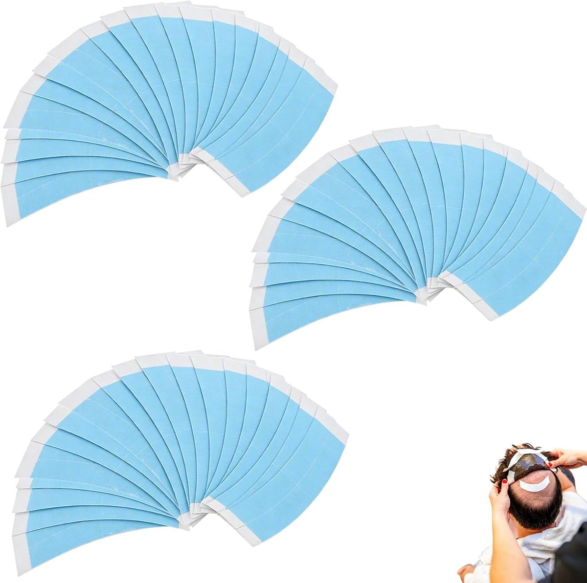 60 Stuks Gebogen Pruik Tape Dubbelzijdig, No-Shine Kleefstrips 7,6 x 2,2 cm voor Lace Front Pruik, Toupet, Haarsysteem, Haarstuk en Extensions