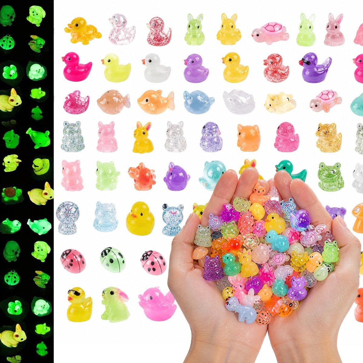 120 stuks mini-dieren hars mini lichtgevende figuren kleurrijke kleine