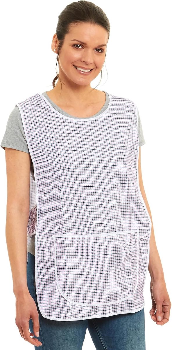 Hondentand ontwerp met biezen tabard schort overall voorvak stijlvolle tabellen voor vrouwen casual schorten voor vrouwen om te gebruiken in huis, keuken, restaurants, coffeeshops, UK Made