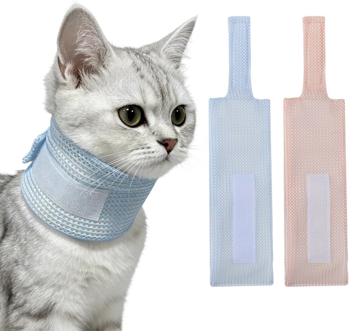 halsband voor huisdieren, 2 stuks, ademende mesh-halsband, verstelbare lekbescherming, wondbescherming, herstelhalsband voor kleine tot middelgrote katten en honden