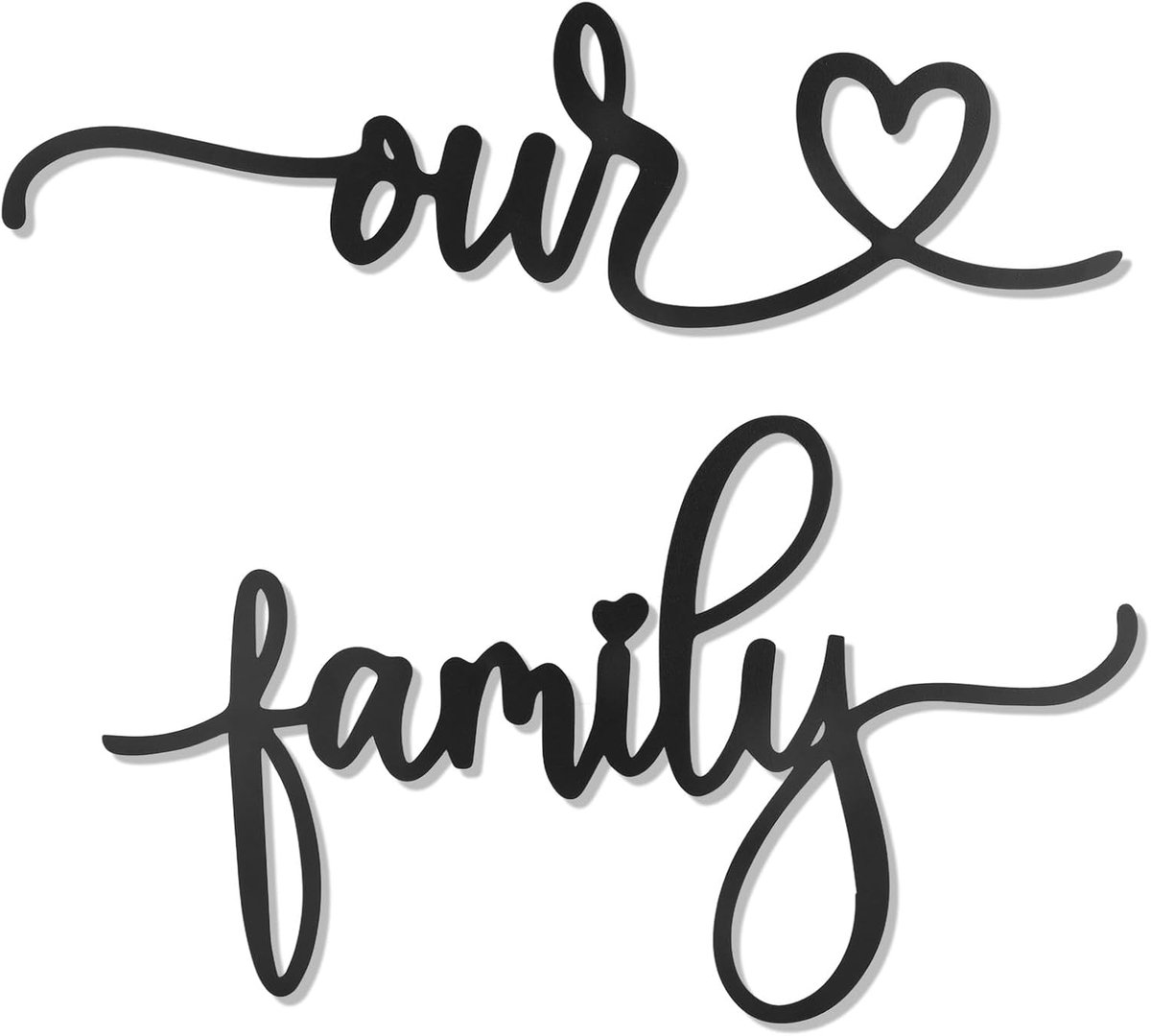 Familie Wanddecoratie, Metalen Onze Familie Wanddecoratie voor Woonkamer Grappige Rustieke Decoratieve Accessoires Geschikt voor Slaapkamer Woonkamer (Zwart)