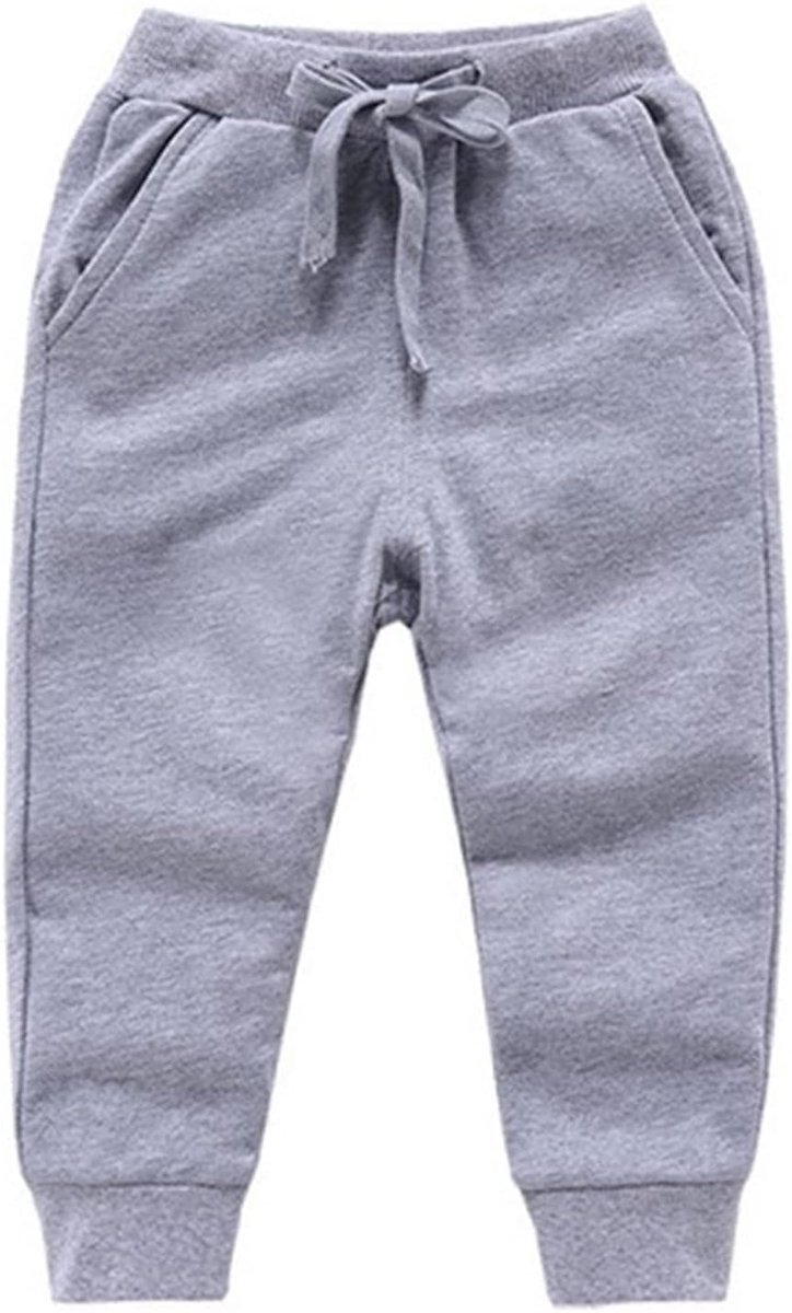 Unisex kinderen elastische taille katoen warme broek baby broek broekje 1-5 jaar, Dun grijs, 24 Maanden