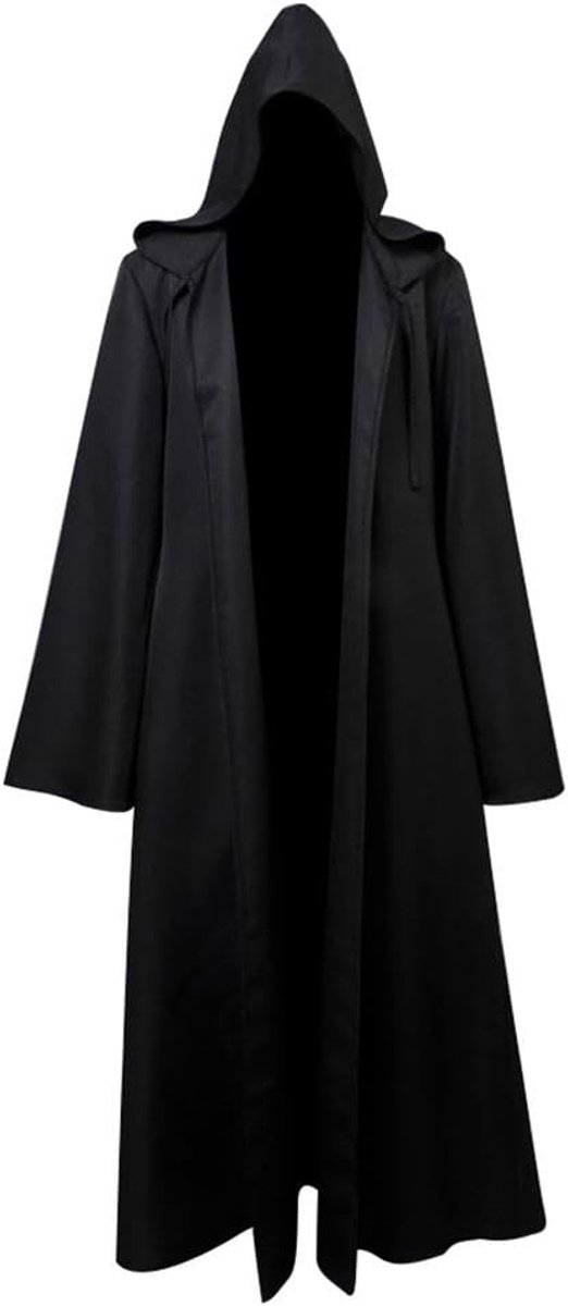 Ritter Robe Deluxe Cosplay kostuum cape met capuchon zwart