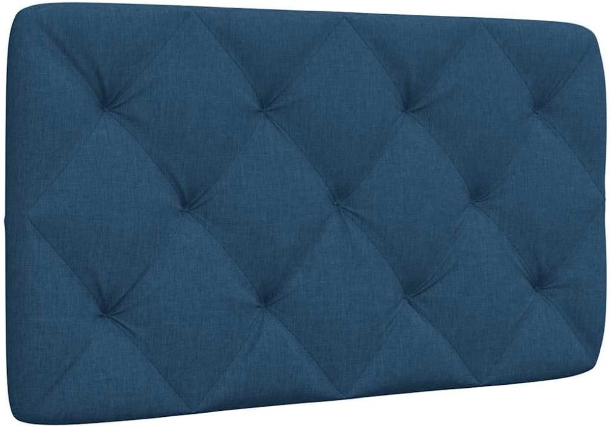 Hoofdbordkussen, blauw, 90 cm, stof, kussen voor hoofdsteun van het bed, met ritssluiting en klittenbandsluiting, ademend polyesterweefsel, ruithechting, wandmontage