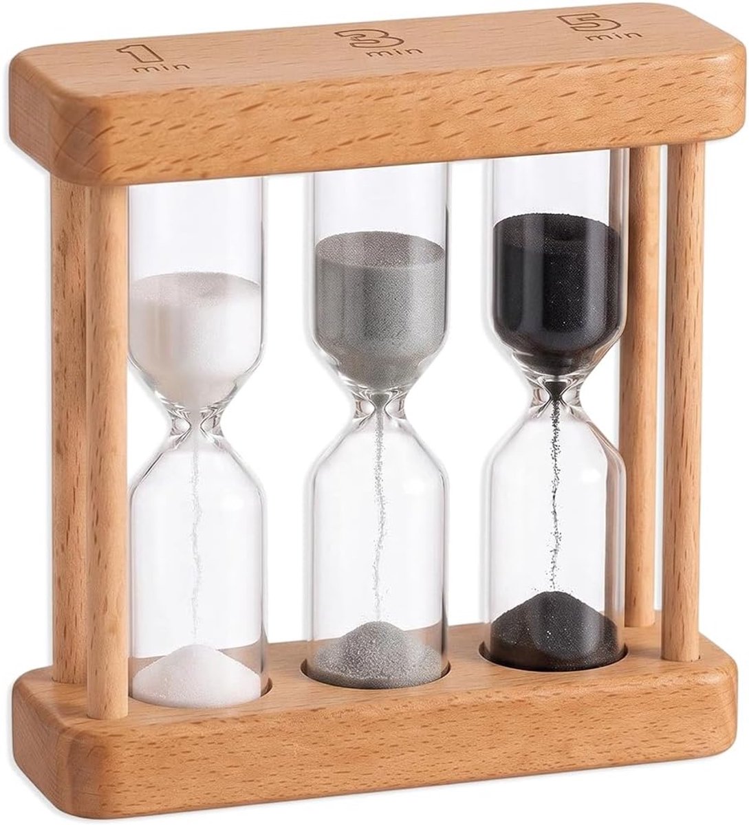 5 stuks, van natuurlijk bamboe, set met visuele timer voor kinderen zonder schermen, voor leerroutine en onderwijsmanagement voor basisschool