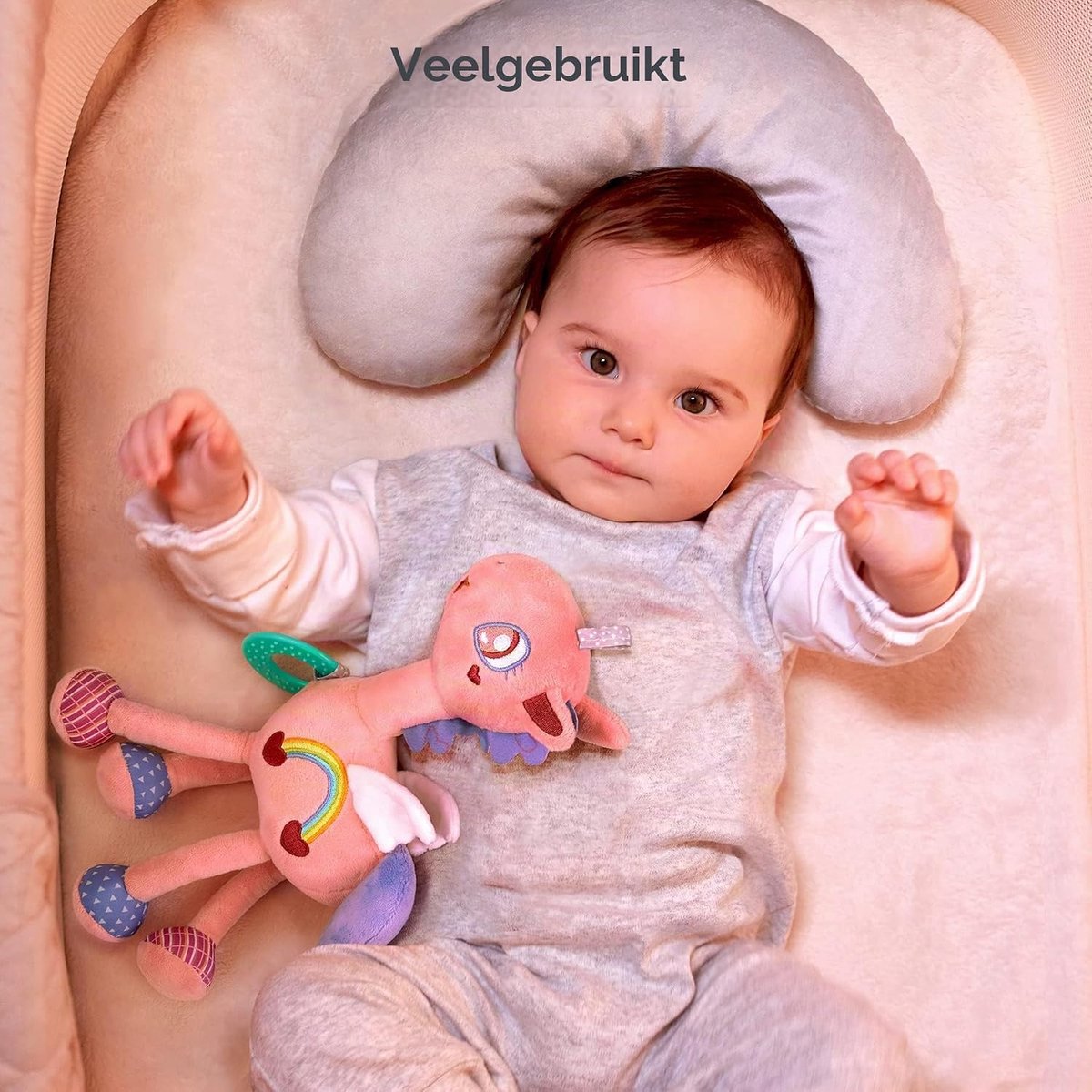 Activiteit Opknoping Speelgoed 0 3 6 9 12 Maanden, Autostoel Wandelwagen Opknoping Speelgoed,Baby Zachte Rammelaar,Roze Paard Dier Pluche Speelgoed voor Pasgeboren Jongens Meisjes