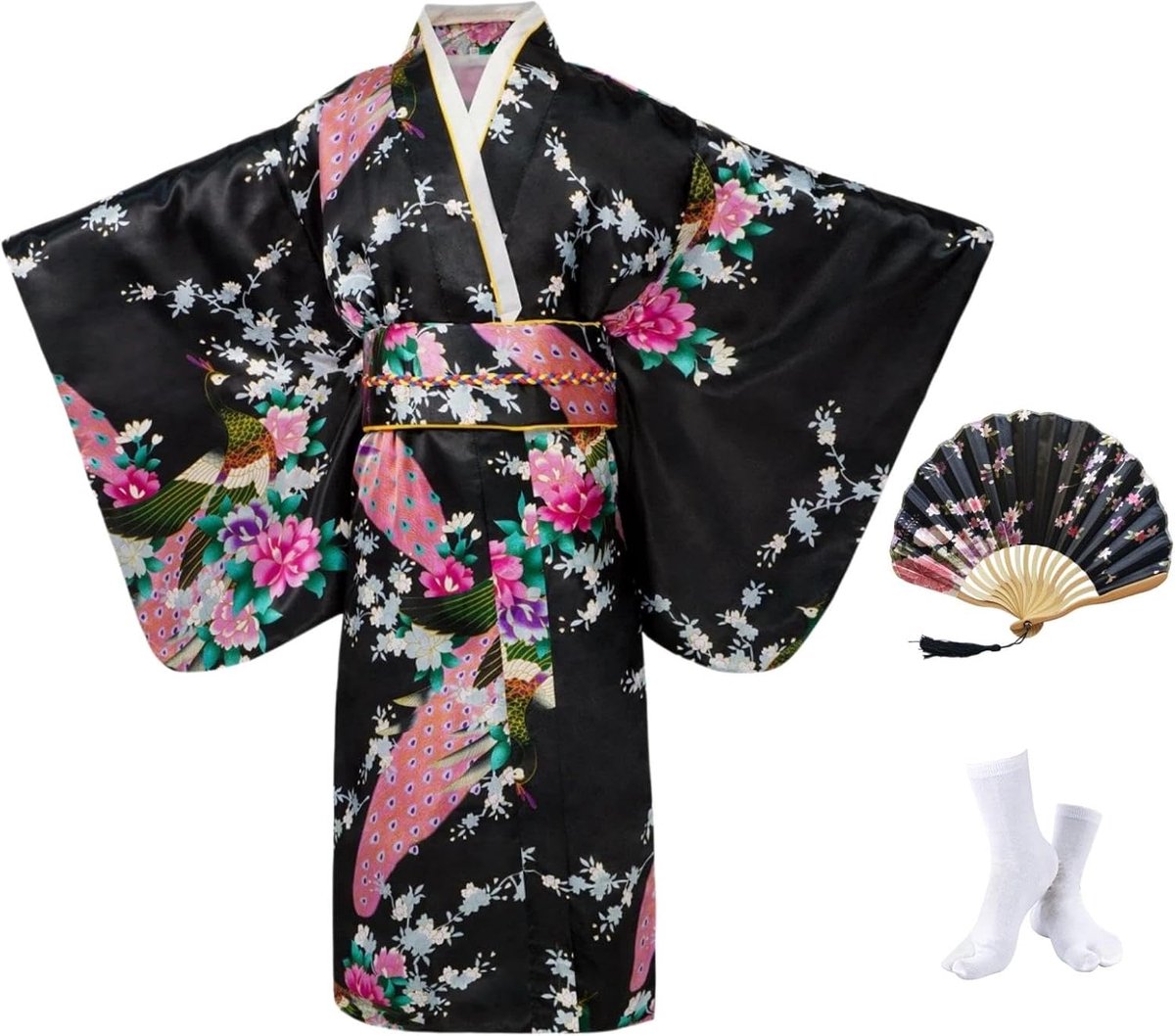 Kimono, vintage vintage meisjeskimono, traditionele kleding, zijden stof, robe, bruiloftskleding, party, performance jurk