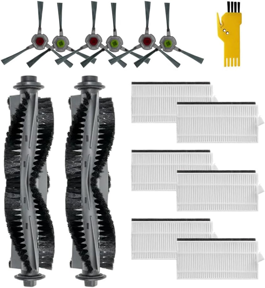 Reserveaccessoireset voor Airrobo P20 robotstofzuiger, 14 verpakkingen, 2 hoofdborstels, 6 filters, 6 zijborstels