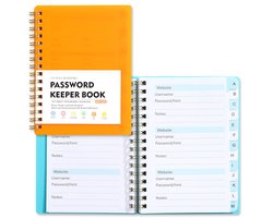 Wachtwoord Notitieboek A6 - Wachtwoordenboekje - Password Organizer - Wachtwoordenboekje met alfabet - Compact en Met Bladwijzer - 14.5×10.8cm - oranje kleur - Internet Wachtwoord Logboek voor Websites, Computer & Login Beheer
