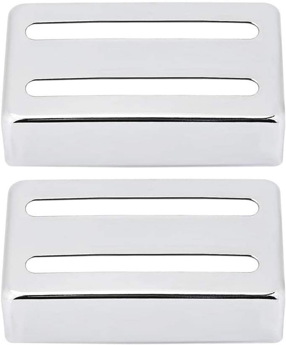 2 Stuks Humbucker Pickup Nikkel Afdekking Duurzame Tweelijns Covers Voor Elektrische Gitaar Zilver