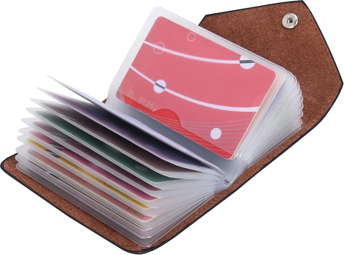Creditcardhouder voor dames en heren kaartenetui leer - 20 kaarten verdikkende duurzame kunststof inzethulzen, kaki, One-size, Modern
