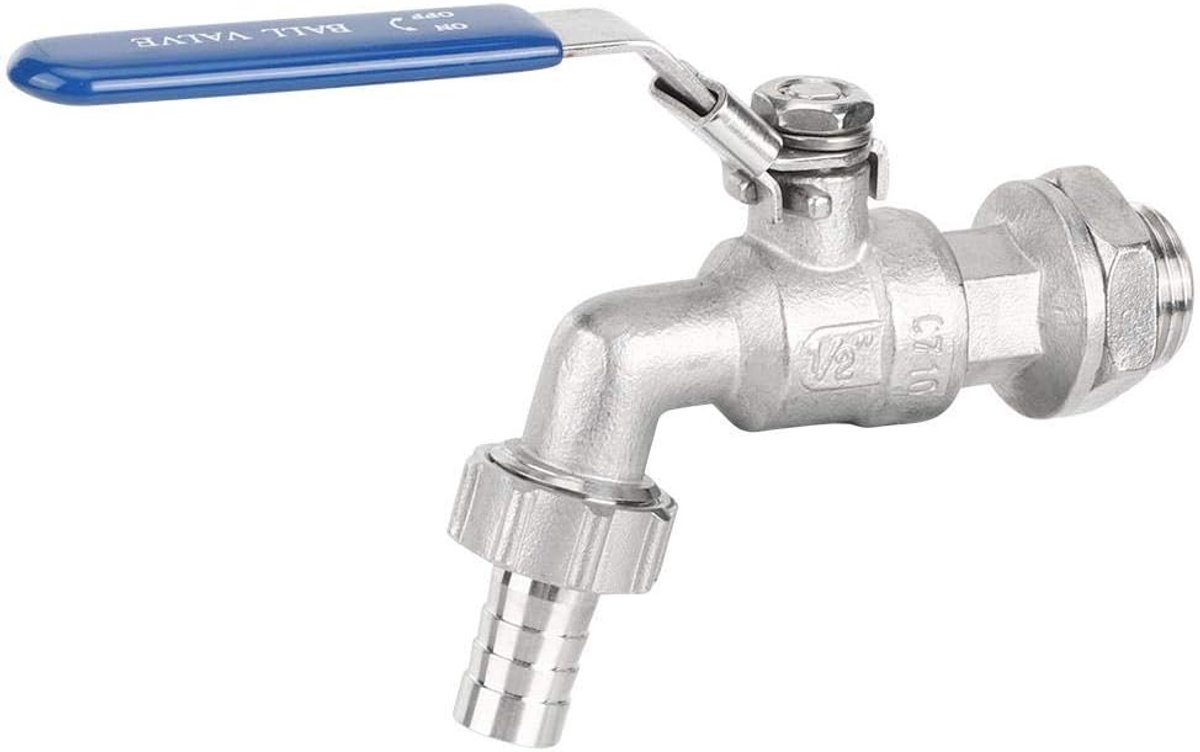 Auto Lock RVS Slang 1/2 Inch Kraan Tap Ball Valve Loodloze Bulkhead THP 13mm Barb