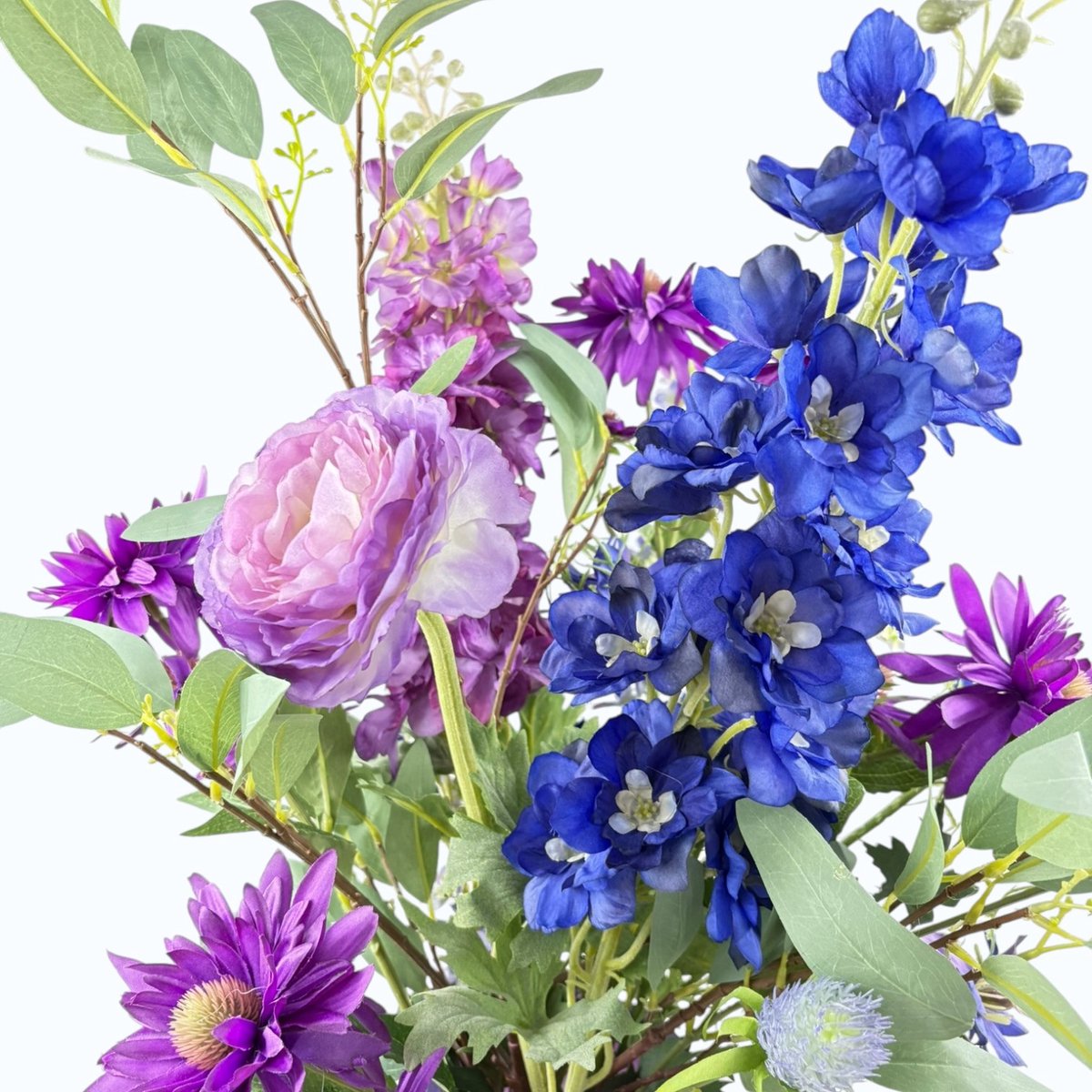 Bloemboetiek Velvet Bloom – Kunstbloemen – Bloemen – Zijden bloemen boeket – Luxe kunstbloemen plukboeket – Paars, lila, blauw en groen – 65 cm – 10 stelen – Vaas niet inbegrepen — cadeau in Wonen & Interieur - foto 2