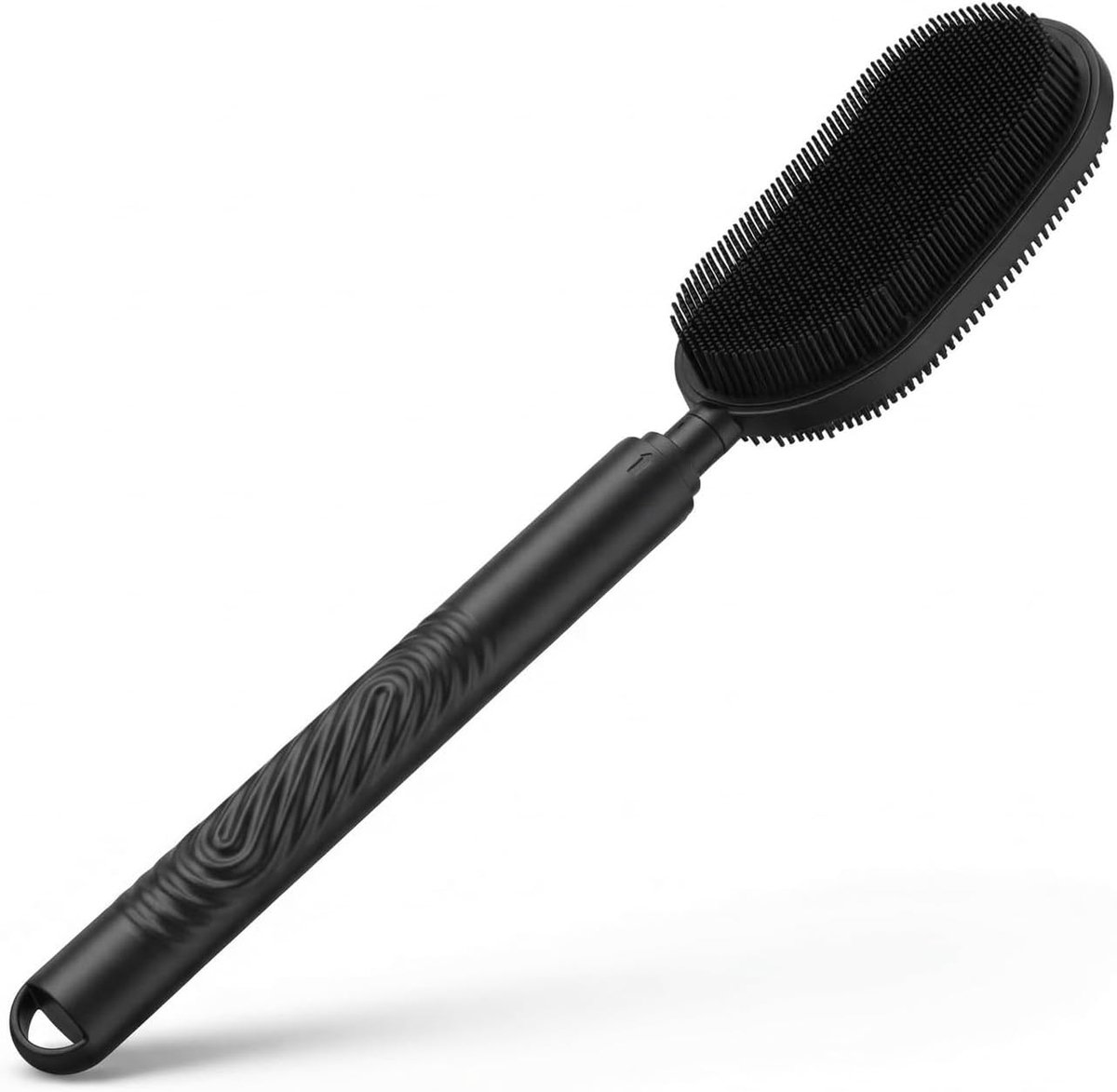 rugborstel met lange steel (37-70 cm uittrekbaar), dubbelzijdige doucheborstel voor peeling en massage, rugrubber voor douche, lichaamsborstel voor dames en heren (zwart)