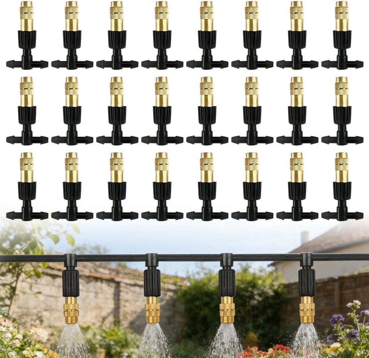 24 stuks Bewateringsnozzle van koper, verstelbare nozzle Nebel nozzle Sprijtdizer Bewateringsspraydizer Sprijdniebel Terras voor gras Tuin Kass Bewatering Koeling