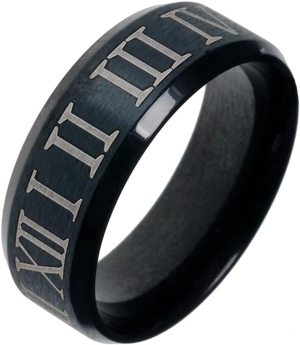 stalen ring met Romeinse Cijfers-23mm