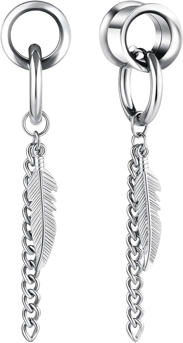 Tunnel met hanger blad double flared tunnel titanium 1 paar plug uitgerekte expanderpiercing sieraden 6 mm - 20 mm