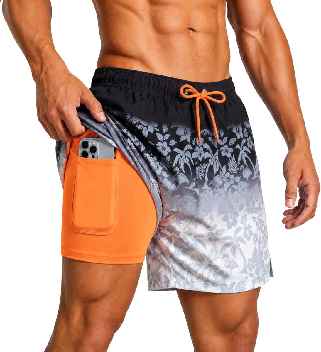 Zwembroek Sneldrogende Zwembroek met Zakken Verstelbaar Trekkoord Surfstrandbroek Board Short met Meshvoering Ademende Zomerse Strandshorts voor Surfen en Vakantie