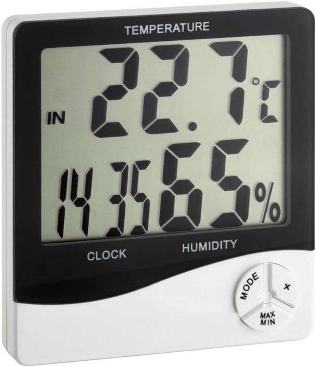 Digitale Thermo-Hygrometer voor Binnentemperatuur en Luchtvochtigheid met Tijd