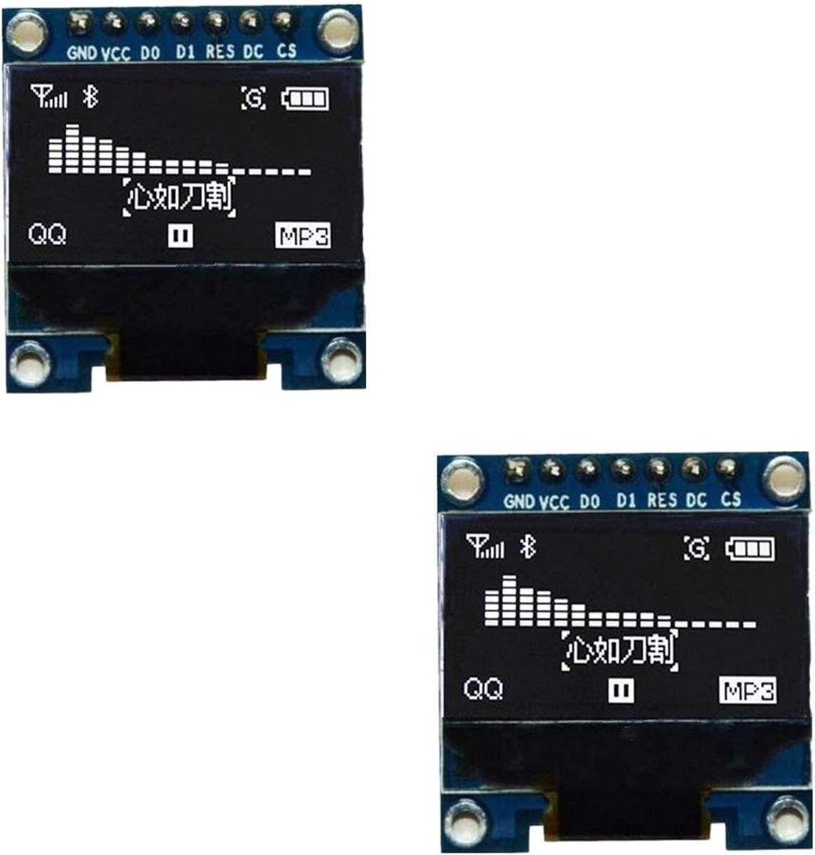 2-delige 7-pins 0.96 inch OLED-display 12864 SPI IIC seriële lcd-schermmodule voor Arduino - wit lettertype