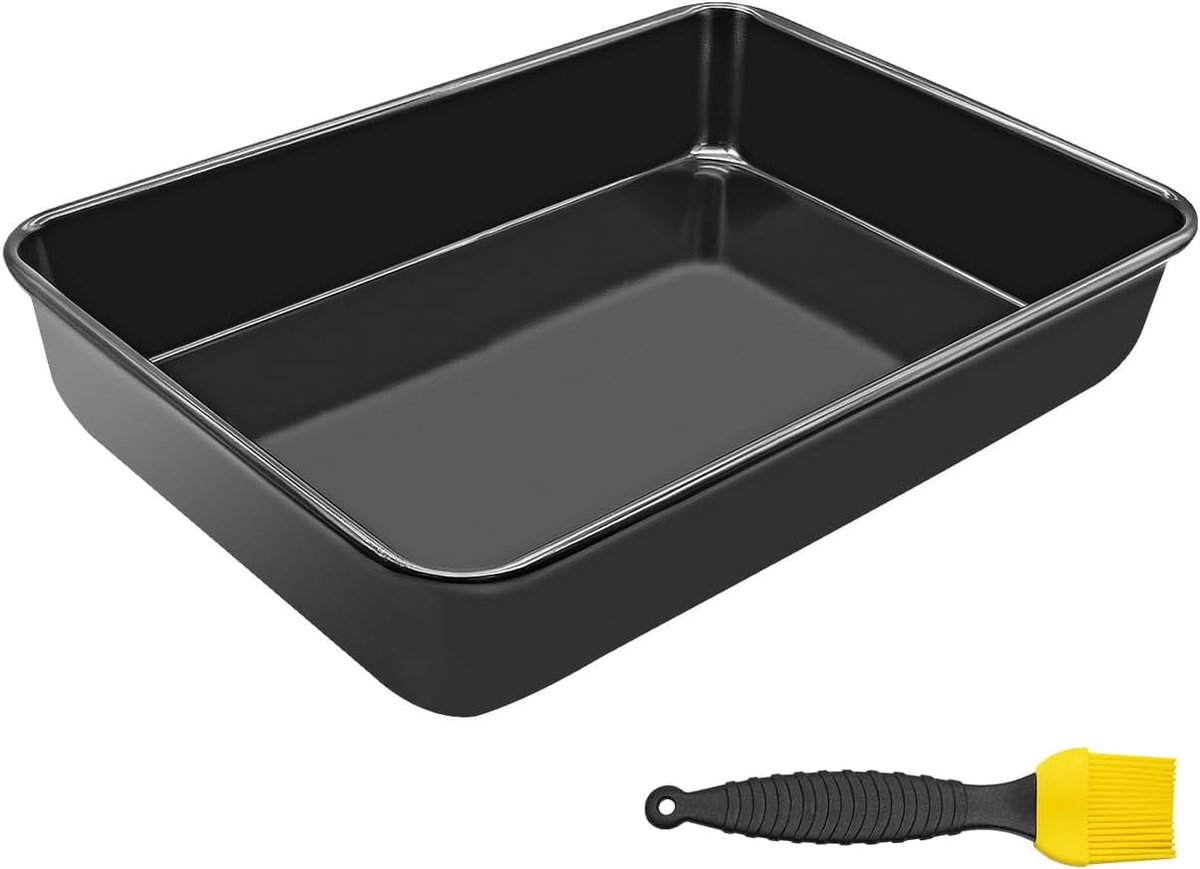 Bakplaat pan, anti-aanbak-roestvrij stalen rechthoekige cakepan, 28 cm bakplaten niet giftig & heavy duty & gemakkelijk schoon te maken