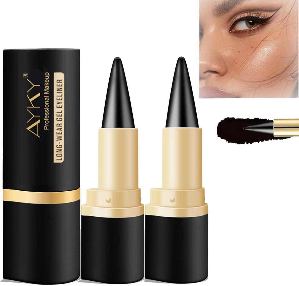Set van 2 Matte Sneldrogende Eyeliners, Waterdicht en Langdurig voor Perfecte Ogen