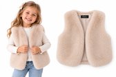 Meisjes Gilet 4-5 Jaar – Teddy Bodywarmer – Zacht Pluche Vest – Beige – Maat 104/110