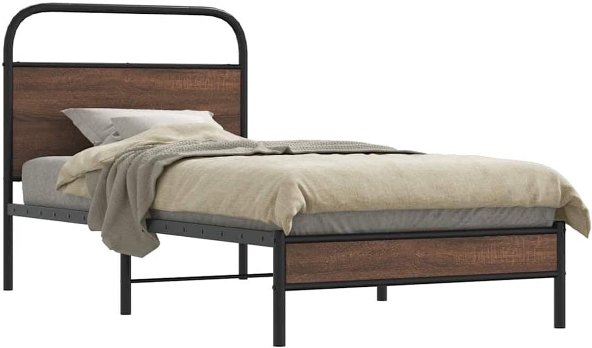bedframe stevig klassiek bruin eikenkleur 107x203 cm