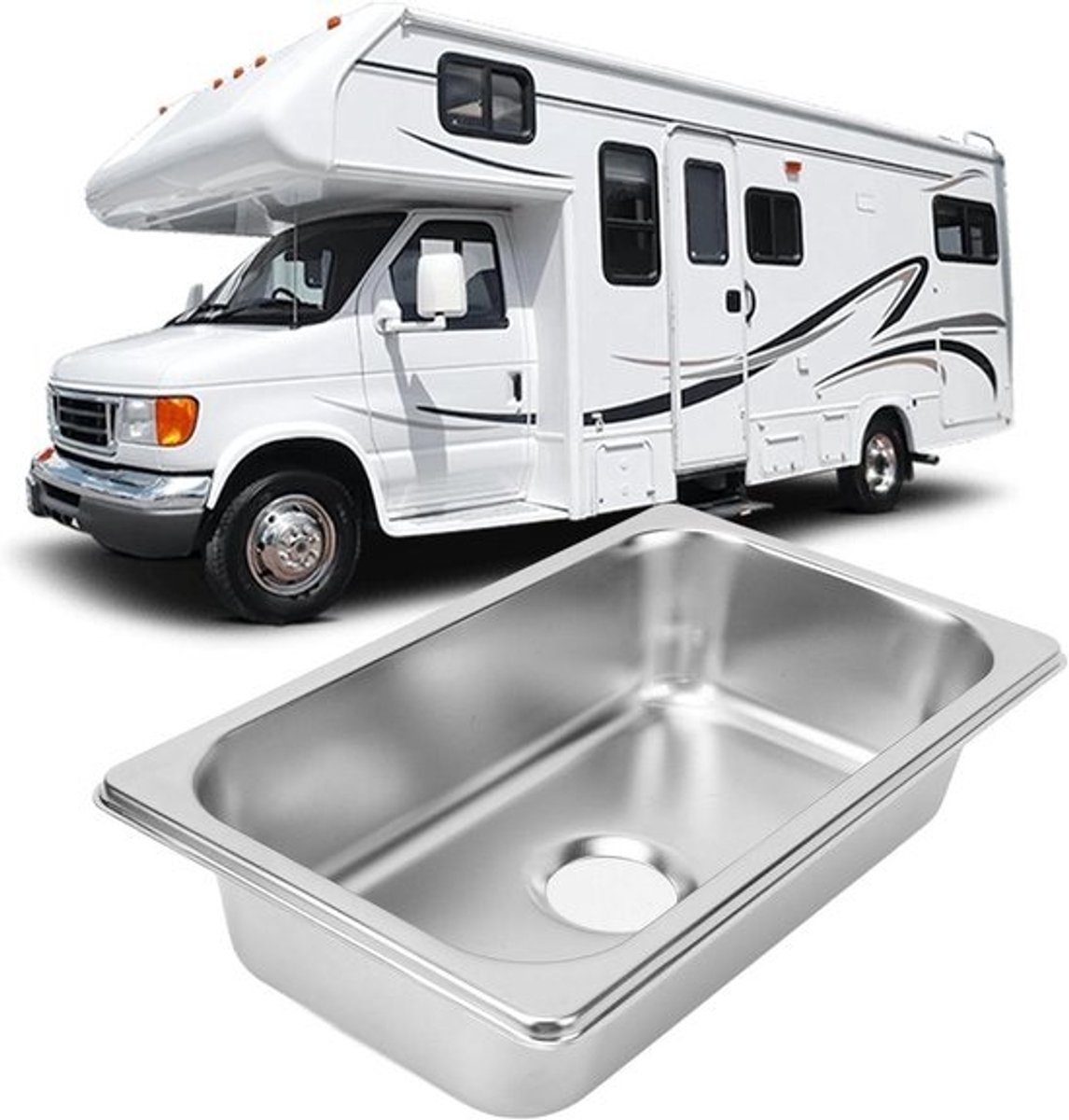 Compacte RVS Spoelbak voor Keuken, Bar of Camper - Duurzaam en Krasbestendig
