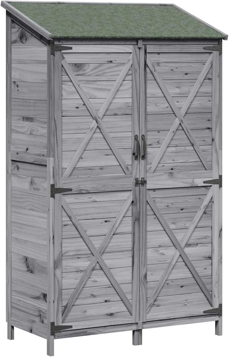 Tuinschuur grijs 106 x 56 x 176,5 cm massief hout van sparrenhout