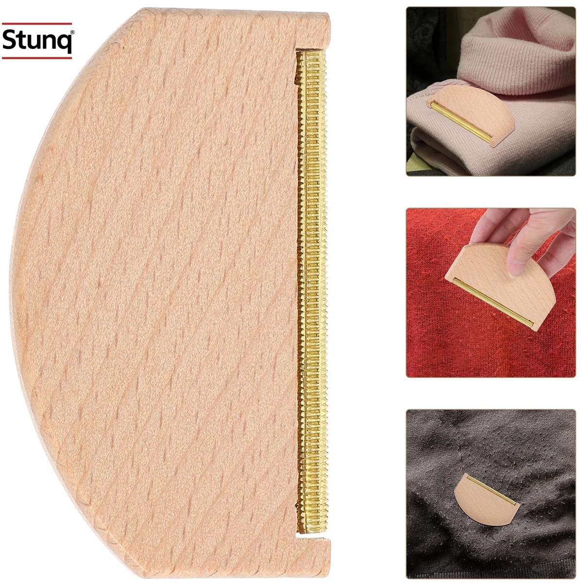 Stunq® Houten Kasjmier Kam – Pilling Verwijderaar voor Truien, Wol en Gebreide Kleding
