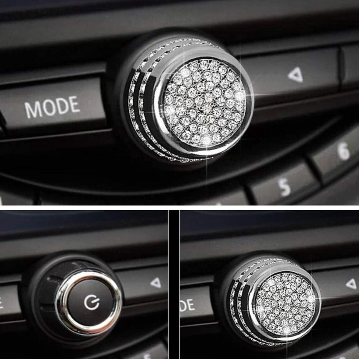 Interieur Trim Bling Accessoires geschikt voor Mini Cabrio F57 2011-2017 Auto Wijziging Accessoires Vrouwen Strass Crystal Decals Accessoires Volume knob cover 1pc ZILVER