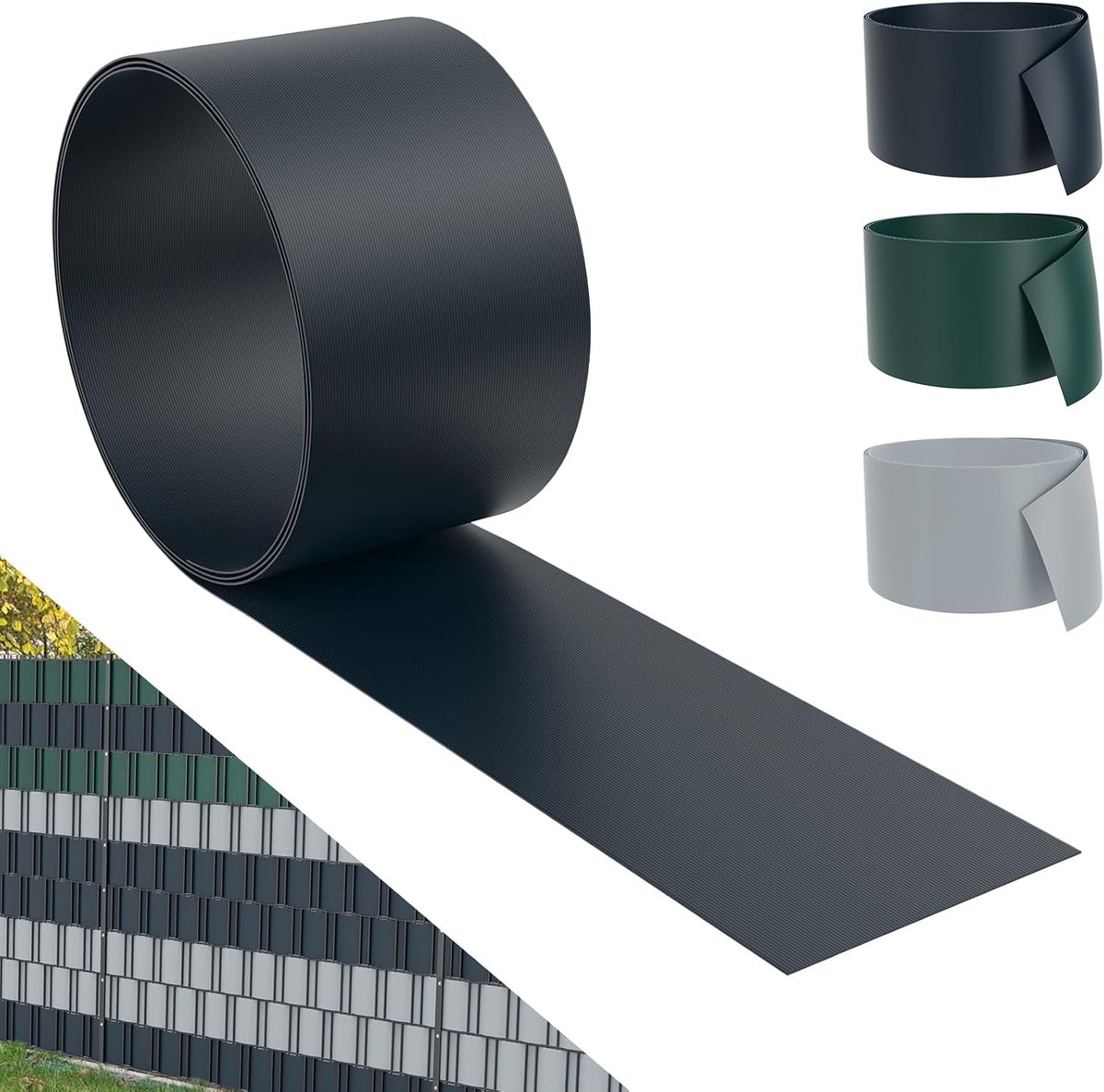 Zichtwerende stroken van hard pvc voor dubbelstaafmatten, inkijkbescherming, balkon, tuinhek, antraciet, 2,5 m x 19 cm, 30 stuks