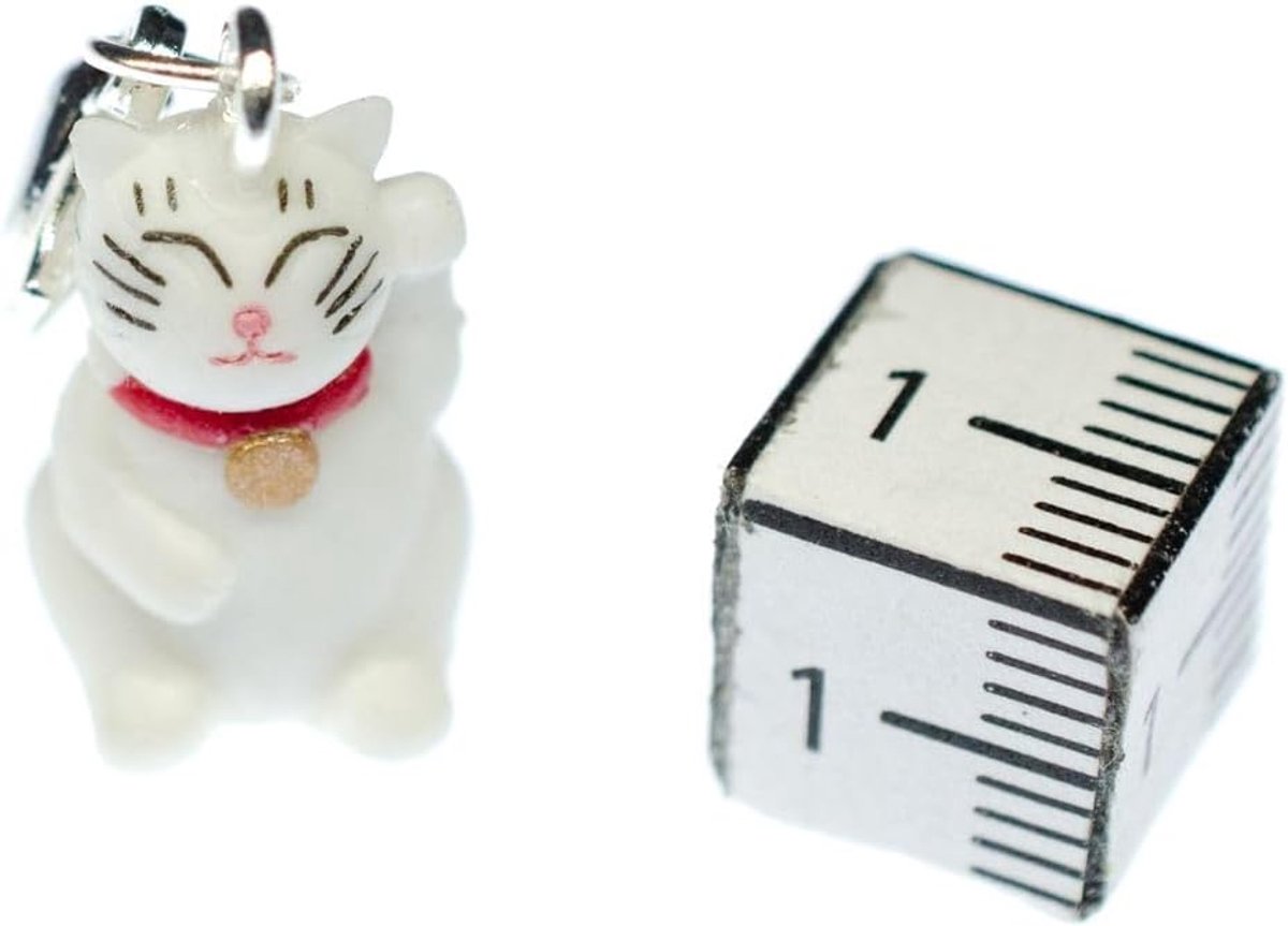 Kat Lucky Charm Hanger Wit Rubber 20Mm Maneki Neko