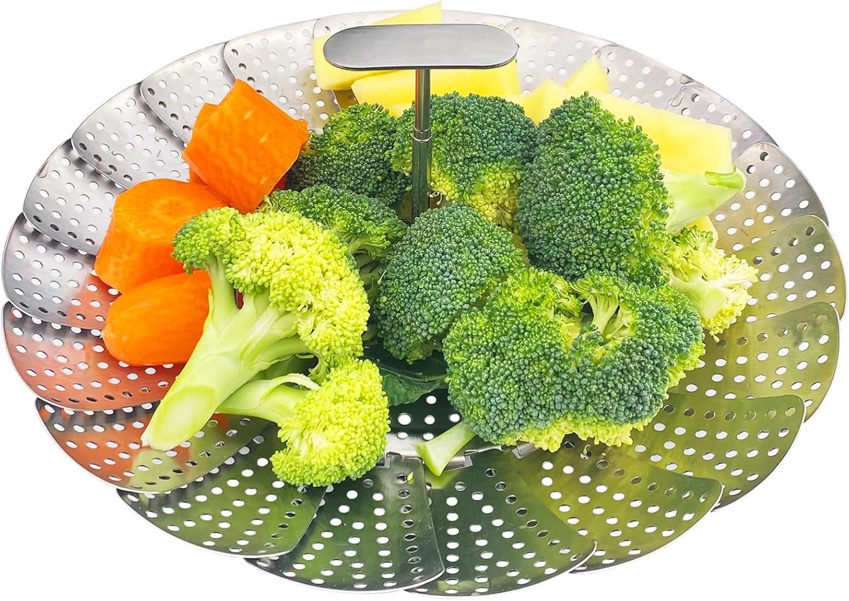 Keuken-stoommand, stoommand, verstelbare stoominzet, groentestomer van roestvrij staal, kookmand, stoommand