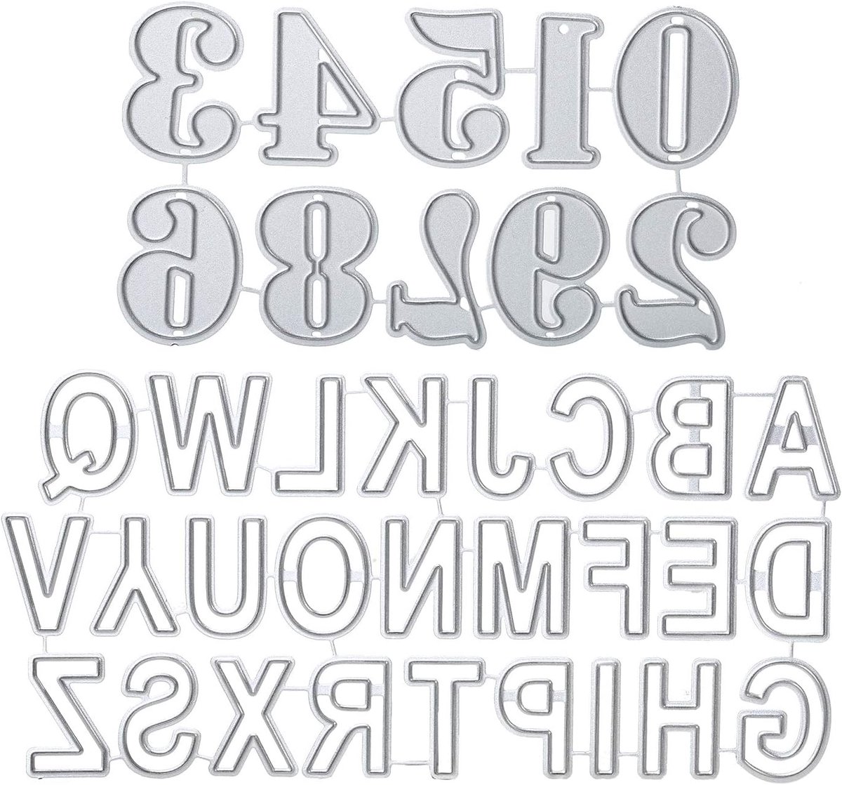 36 stuks stanssjablonen, grote letters + cijferset, metalen stansvormen, groot alfabet zilver, stanssjablonen voor doe-het-zelf snijden, scrapbooking, album, snijden sjablonen, papier, kaarten,