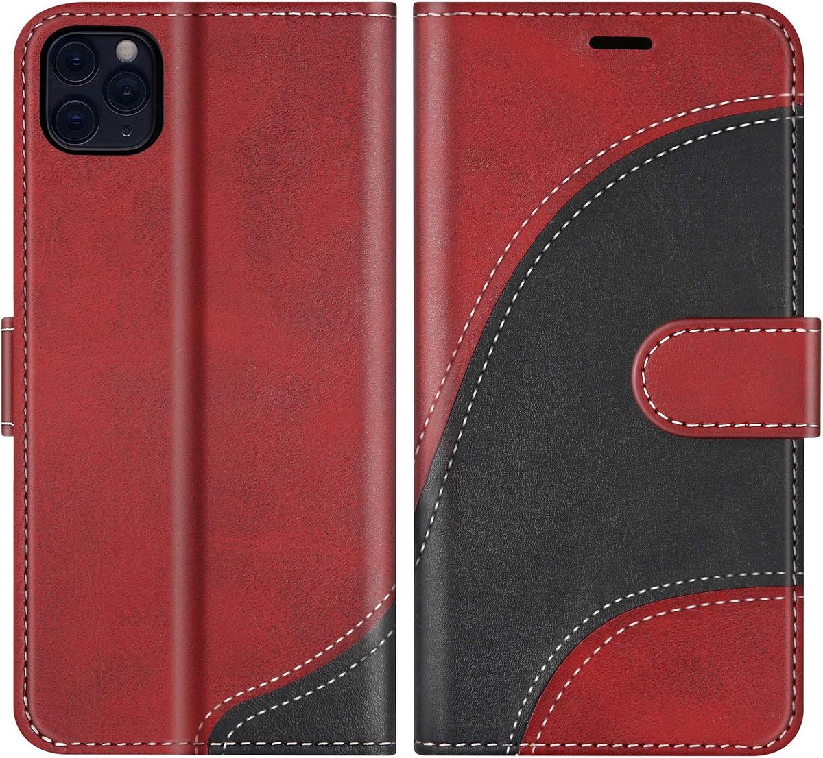 Hoesje voor iPhone 11 Pro, PU Lederen Bookcase Portemonnee Beschermhoes Telefoonhoesjes, Flip Case Beschermhoesje voor iPhone 11 Pro, Rood