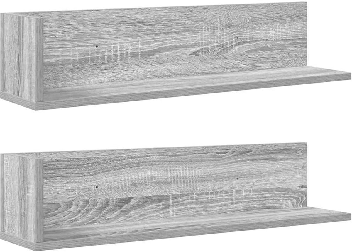 2 stuks, hout, grijs, Sonoma, 75 x 16,5 x 16,5 cm