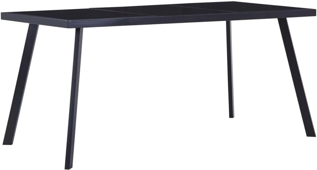 Glas stalen buispoten Eetkamertafel strak ontwerp 180x90x75 cm zwart